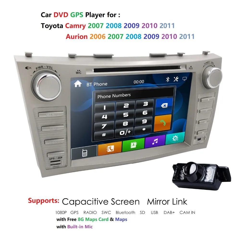 Excellent Hizpo 8inch"AutoRadio 2Din Head Unit Car DVD For Toyota Camry 2007-2011 Aurion 2006 Multimedia GPS Audio Stereo NAVI Player USB 2