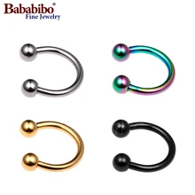 Титан 6~ 10 мм кольцо перегородки носа, губ сосок, бровь кольца для мочки уха обруч Подкова Пирсинг уха для женщин мужчин ювелирные изделия для тела