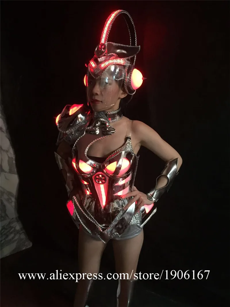 Sexy singer luminous wears clothes cosplay disco stage car models performance led costume ballroom dance dresses party dj3
