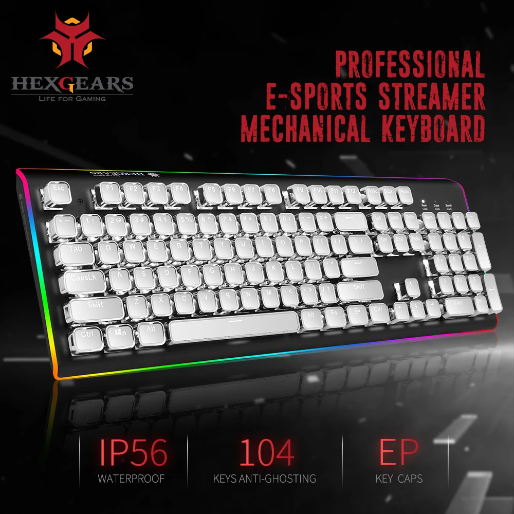  HEXGEARS GK735-B Kailh BOX Switch Mechanical Keyboard Electroplating Keycaps RGB SizeLight Mechanic