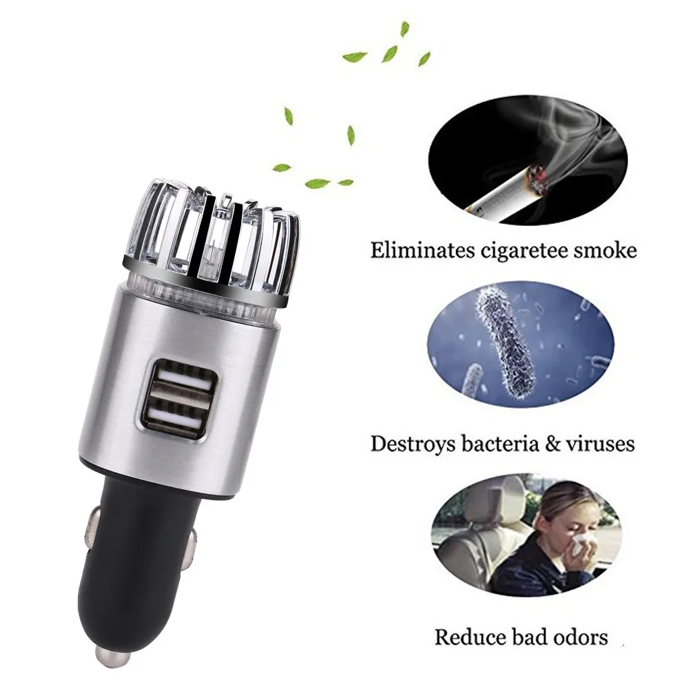 

Powerful Quickly Eliminate Allergens Car Air Purifier With Dual USB Charger xin1