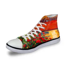 Noisydesigns Для женщин кроссовки Повседневное цветок ручкий краский Объёмный рисунок(3D-принт) на плоской подошве в винтажном стиле; из парусины вулканизованные обувь высокая обувь флэтс; обувь для девушек