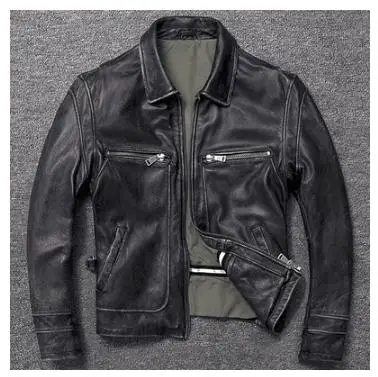 Free Shipping.sales Brand New Men Cowhide Coat.natural Quality Thick Men's  Genuine Leather Jacket.vintage Style Leather Clothes - Genuine Leather -  AliExpress