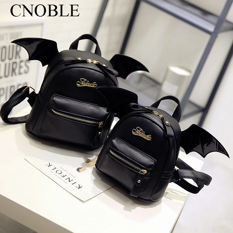 

PU Leather Bat Wings Shoulder Bag For Girls Mini Black Rucksack Fashion Small Leisure Backpack For Teenage Mochila Feminina S636