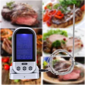

LCD Digital Wireless Remote Kitchen Oven Food Cooking BBQ Meat Thermometer with Sensor Probe Household Temperature Tool