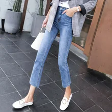 CTRLCITY, обтягивающие джинсы, женские джинсовые штаны с кисточками, прямые штаны, повседневные штаны, синие Стрейчевые Выбеленные сексуальные джинсы