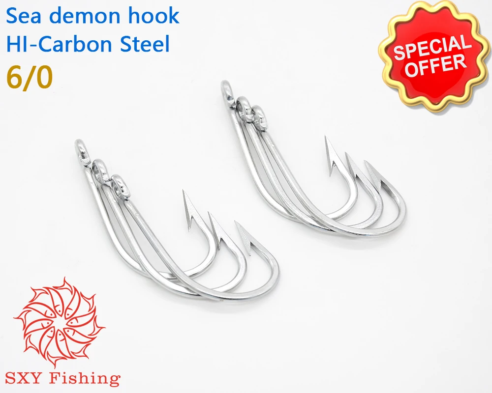 SXY FISHING 6 0 Sea demon hook HI Carbon Steel Barbed Hook Trolling