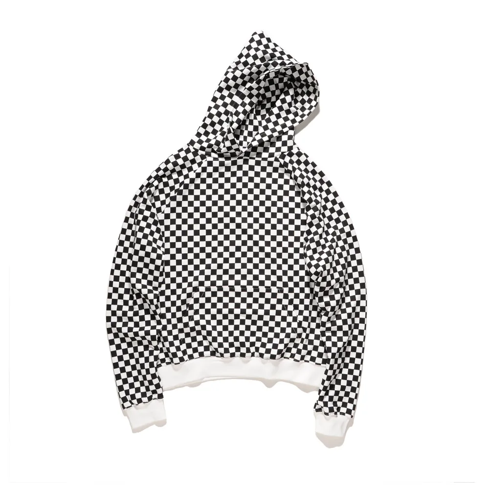 HZIJUE 2017 TOP NEW Justin Bieber checkerboard lattice men Pullover Hoodies hiphop Fashion Casual black Sweatshirts M-XL