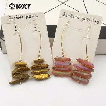 

WT-E506 Fashion Jewelry Titanium Quartz Earrings Irregular Random Size Combination Multicolor Half Opening Metal Circle Earrings