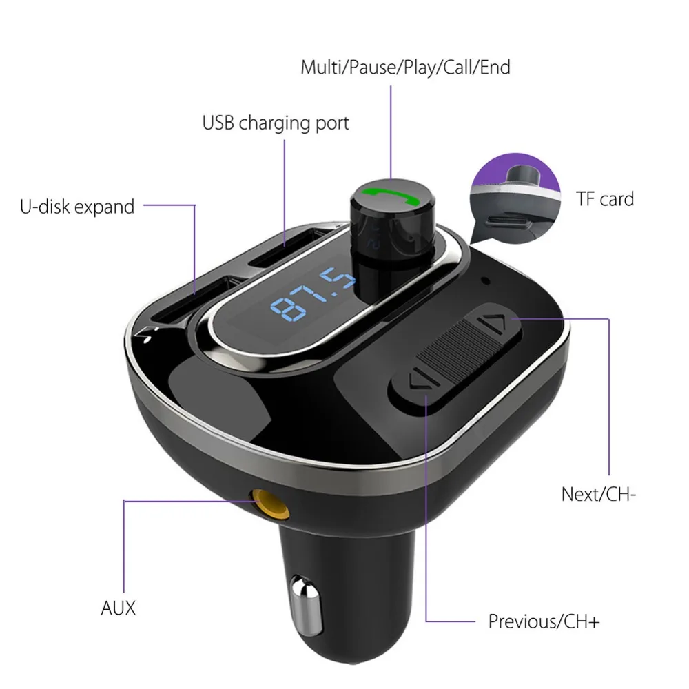 VR робот Bluetooth Handsfree автомобильный комплект 5 в 2.4A USB зарядное устройство Aux Аудио Автомобильный mp3 плеер fm-передатчик модулятор TF карта U диск плеер