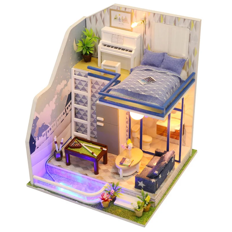 DIY Miniature Dollhouse Furnitures Assemble House Toys 3D Wooden Mini Puzzles Dollhouse Kits Toys for Children Birthday Gift DIY Miniature Dollhouse Furnitures Assemble House Toys 3D Wooden Mini Puzzles Dollhouse Kits Toys for Children Birthday Gift