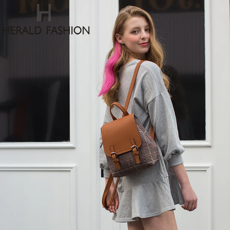 Herald de las mujeres de la moda de lana mochilas escuela de calidad Bgas para chicas adolescentes femenino hombro bolsa dama viajando Mochila