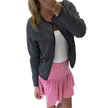 Durable Fashion Women Long Sleeve Lattice Tartan Cardigan Top Coat Jacket Outwear Blouse bomber jacket