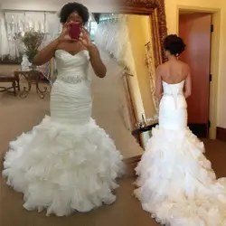 2019 Русалка милые Свадебные платья Vestido de noiva каскадные оборки на шнуровке, для невесты платья свадебное платье с открытой спиной
