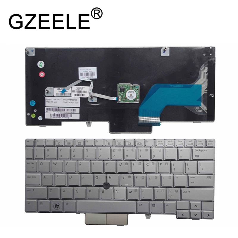 GZEELE new FOR HP Elitebook 2760P 12 1 laptop font b keyboard b font silver MP
