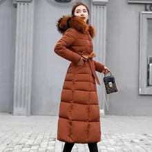 2019 Winter Long Coats Faxu Fur Collar Coat Quilted Jacket Women Warm Parka Feminina Outerwear Plus Size Hood Down Snow Wear ms vassa jacket women 2017 new winter coats plus size 5xl 6xl detachable hood with fake fur turn down collar ladies outerwear