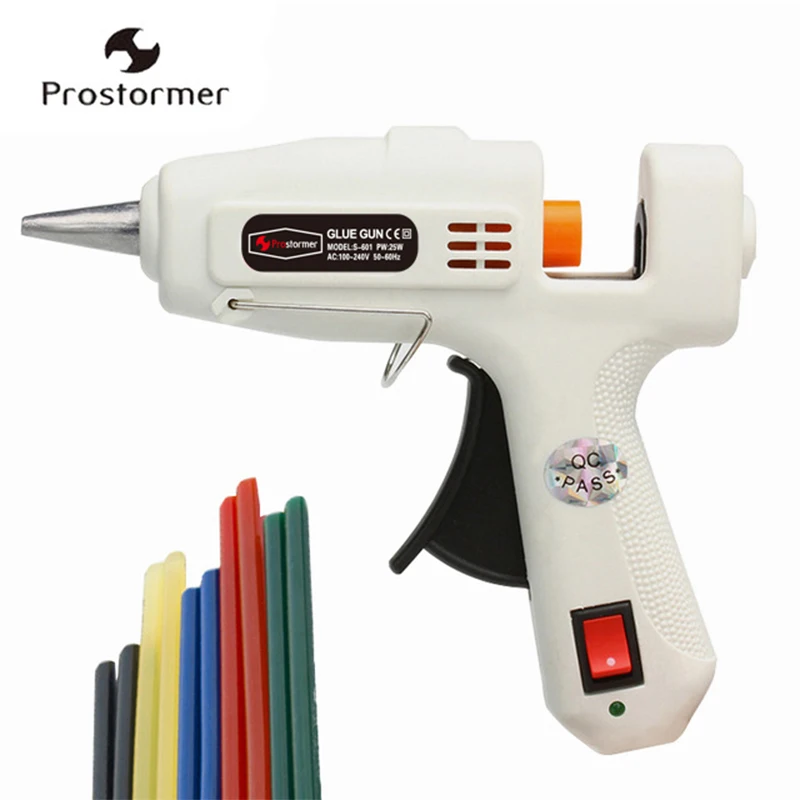 

PROSTORMER 25W Glue Gun Aluminum Nozzle Hot Glue Gun High Temperature Heater EU Plug Glue Gun Stick 7mm Home DIY Repair Tool