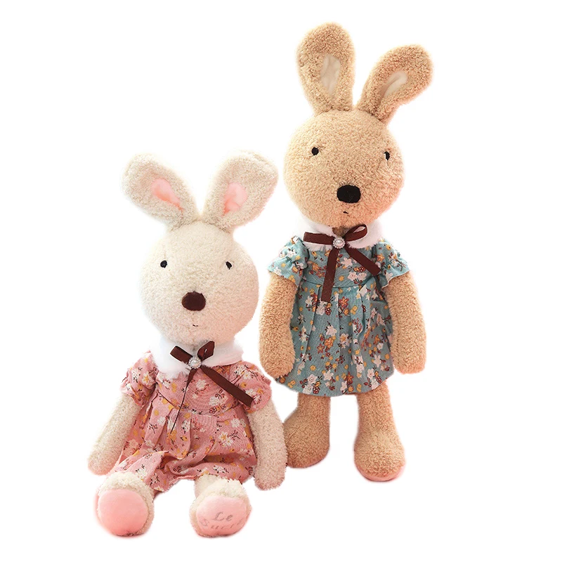 Sweet Lovely Rabbit Plush Toy Stuffed Animals Doll Floral Skirt Clothes