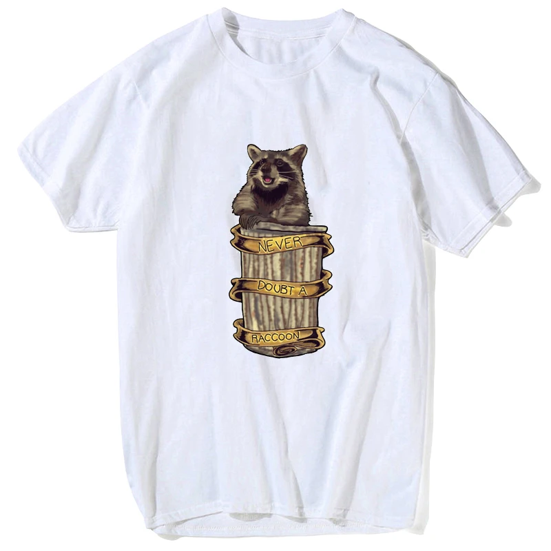 

2019 Rocket Raccoon NEVER DOUBT A RACCOON Tee Shirt Guardians of The Galaxy Movie Casual T-shirt Men Fashion Boys Tops Tee