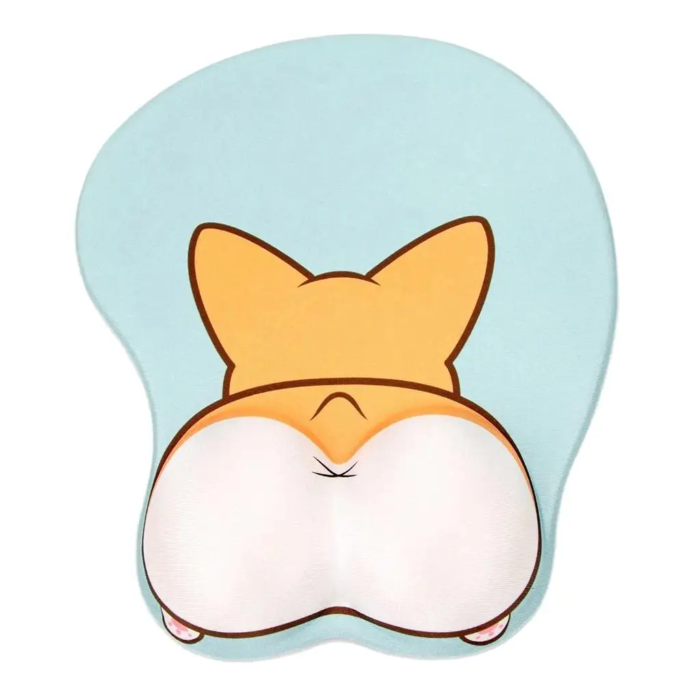 

Gaming Office Cute Cartoon Corgi Dog Butt 3D Silicone Wrist Rest Mouse Pad Mat Corgi Butt Pattern