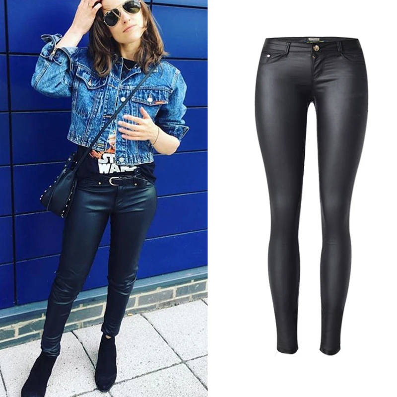 Olrain Sexy Womens Stretchy Low Waist Faux PU Leather