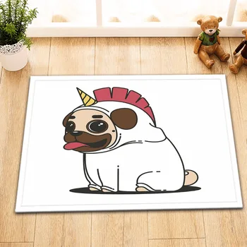 

60*40 Cute Pug Dog Animal Clothes Bath Mats Memory Foam Anti Slip Rugs for Bathroom Toilet Floor Door Kitchen Bathtub Home Decor