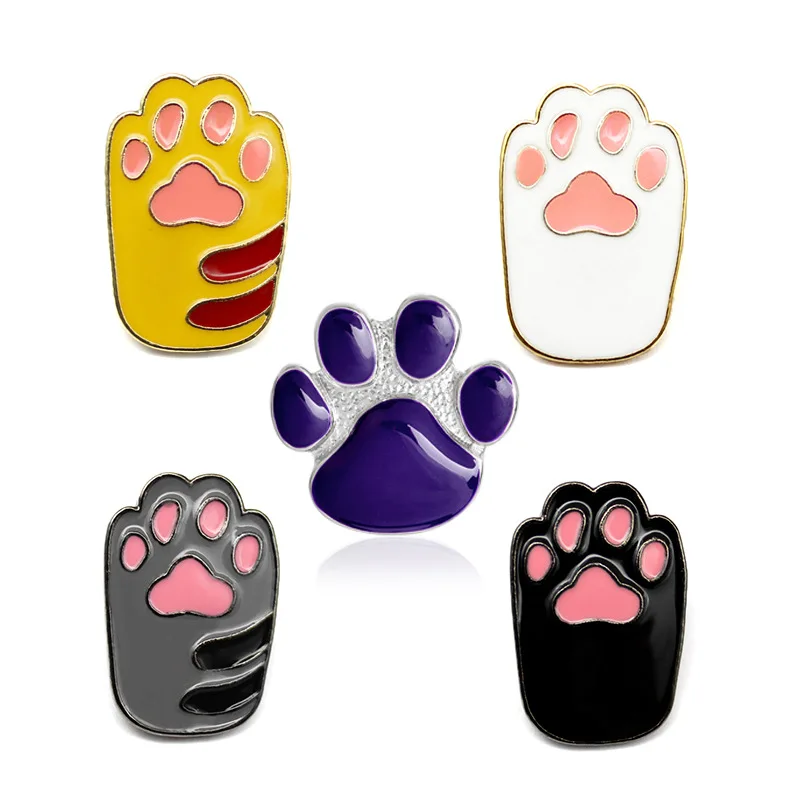 

1 PC Lovely Cat Paw Dog Footprint Brooches & Pins Cartoon Animal Paw Print Enamel Brooch Badge Backpack Clothes Decoration