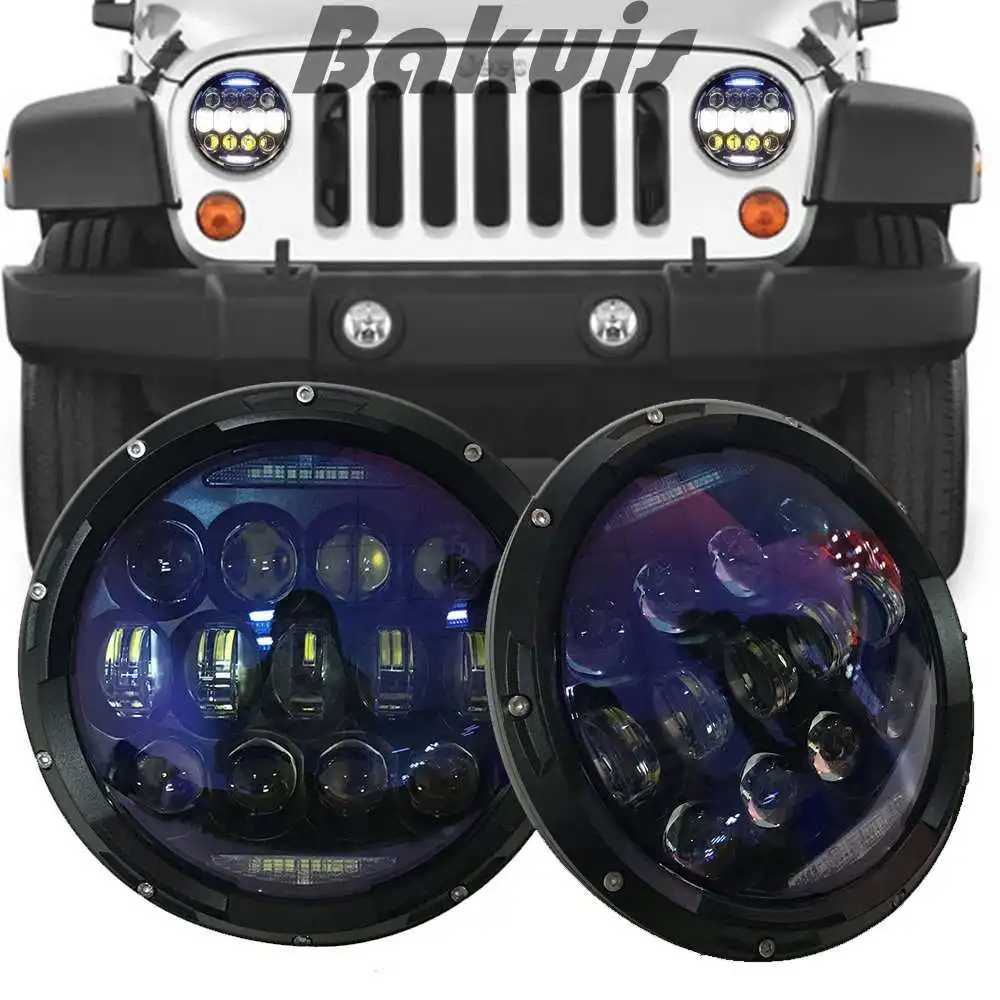 

NEW Design 7 inch round led headlight with white amber signal halo ring for Jeep Wrangler JK TJ LJ & for Hummer H1 H2 head lamp