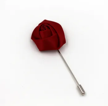 

10Pcs/Lot Best Man Groom Boutonniere Wine Red Silk Satin Rose Flower buttonhole Wedding Party Prom Man Suit Corsage Pin Brooch