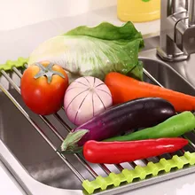 

23x47cm Storage Rack Drainer Stainless Steel Roll Up Drying Rack for Dishes Fruits Vegetables Sink Organizer Kitchen Accessories