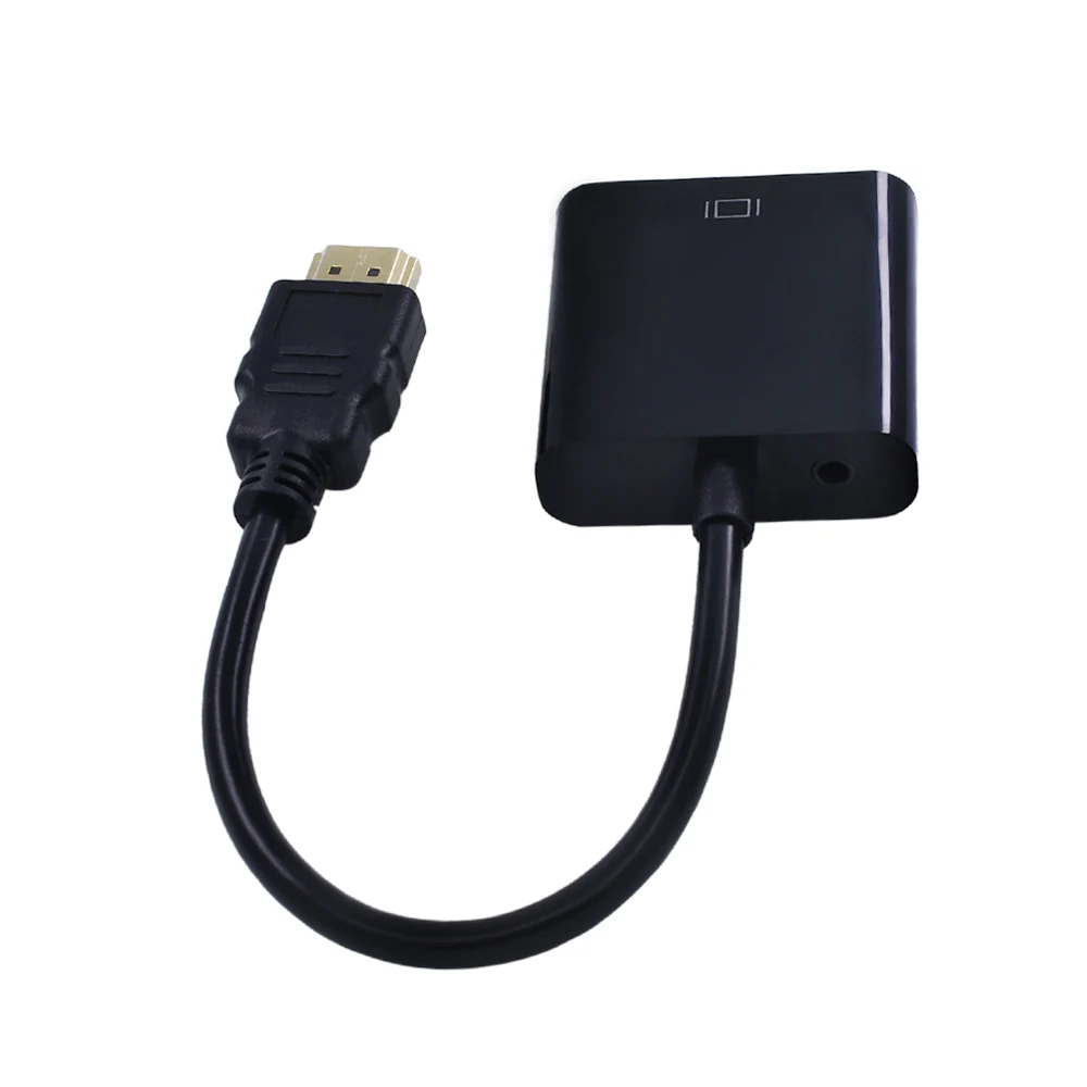 Горячие мужчин и женщин HDMI к VGA кабель конвертер адаптер с аудио кабели для ПК ноутбук планшет поддержка 1080P HDTV HDMI2VGA - Цвет: Черный