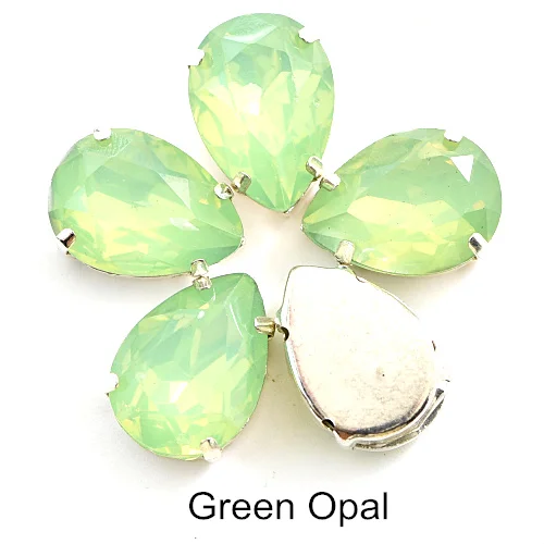 Green Opal 20 шт. полимерные опаловые цветные пришивные стразы с серебряными кристаллами для рукоделия, аксессуары для одежды, платья K3021 - Цвет: Green Opal