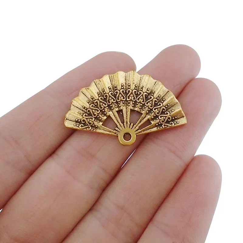 20 x Античное золото Мода китайский веер Очаровательные Подвески для бус ювелирные украшения сделай сам делая результаты 33x21 мм