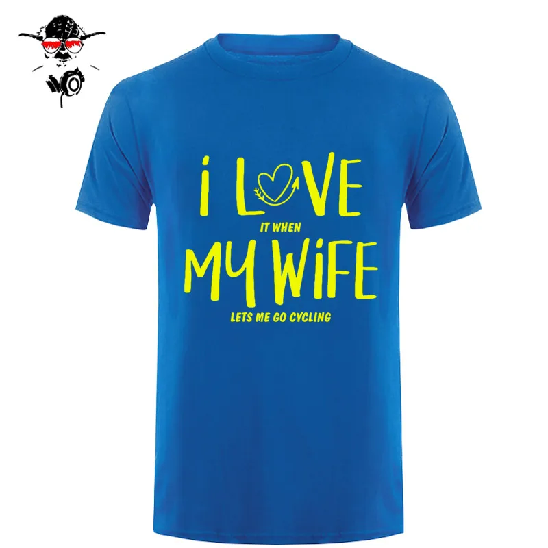 Футболки с надписью «I Love My жена Для мужчин s футболка Байкер цикл муж смешной подарок на день рождения Футболка с принтом Футболка Для мужчин хлопковая Футболка стиль