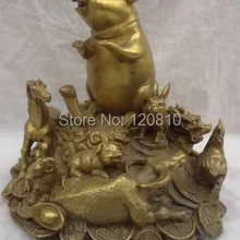 Китайский 12 Знак Латунь Животных Монета Дракон Тигр Змея Мыши Статуя Скульптура