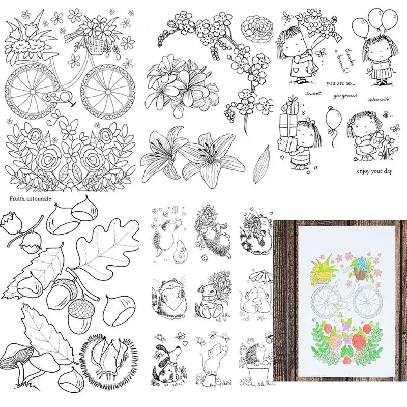

DIY Cute Pattern Transparent Clear Seal Card Scrapbooking Photo Album Decorative Silicone Stamp Sheets