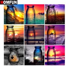 HOMFUN Алмазная картина "Бутылка пейзаж" вышивка крестиком на заказ фото Алмазная вышивка квадратная круглая дрель домашний декор A07446