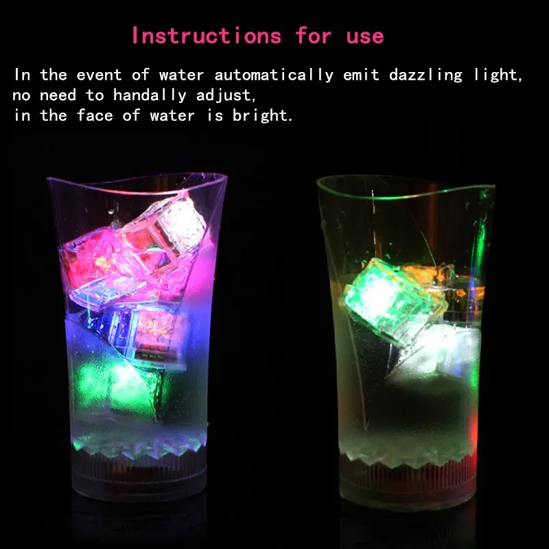 Четверка 12 шт. DIY светодиодный флэш-кубики льда света новизна выпить чашку Сенсор красочные светящиеся квадратный светильник бар клуб