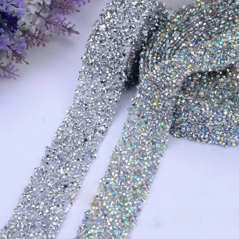 2 ярдов стекло горный хрусталь отделка Кристалл бисера аппликация исправленное