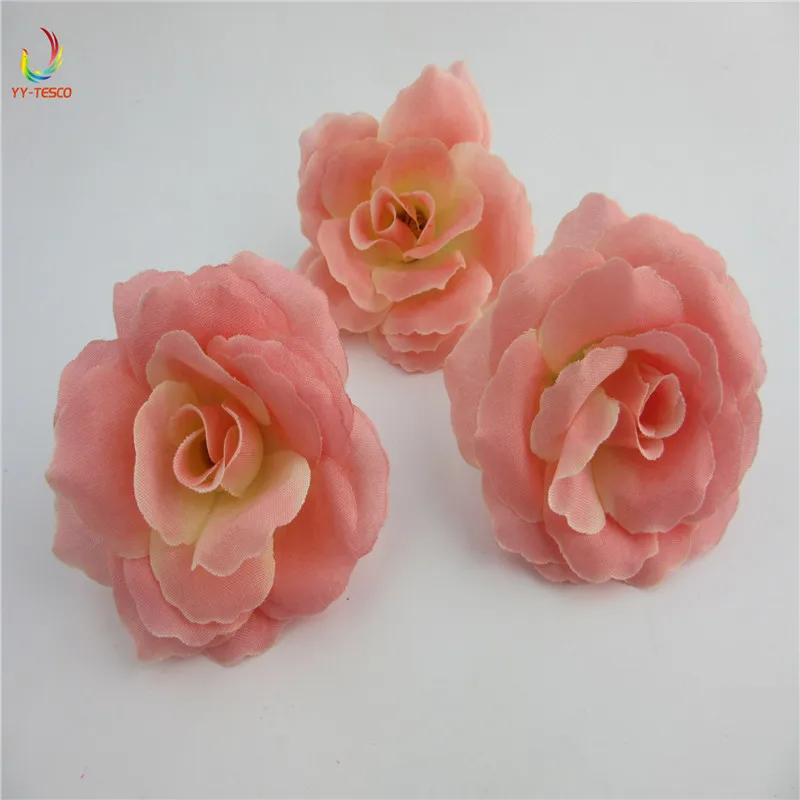 

100pcs Artificial Flowers Silk Roses Heads For Wedding Decoration Party Scrapbooking 7cm coral Floral Wreath Home Accessories