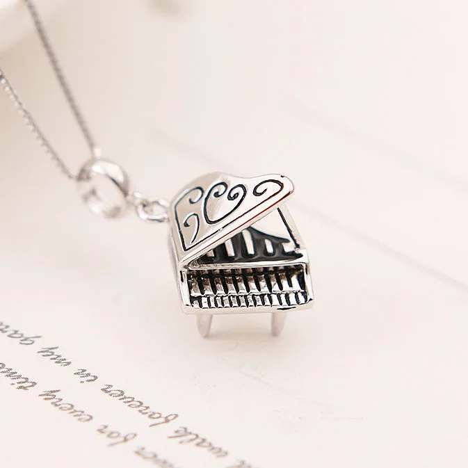 

Sweet Enamel Piano 925 Silver Instrument Pendant