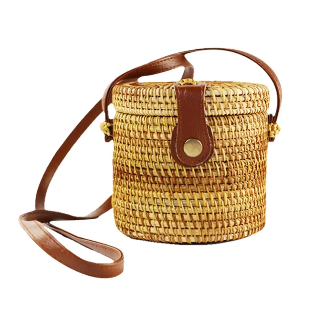 Straw Beach Bag Fashion Designer Female Handbag Woven Straw Round