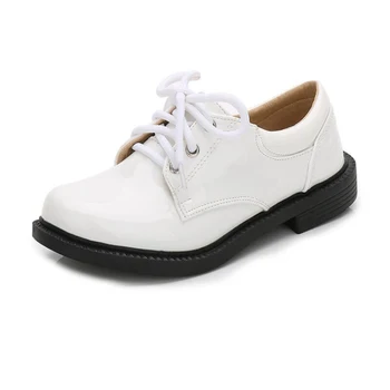 

Boys Leather Shoes for Children Boys Wedding Shoes PU Leather White Black Sneakers fashion Casual lace-up Kids Shoe new arrival