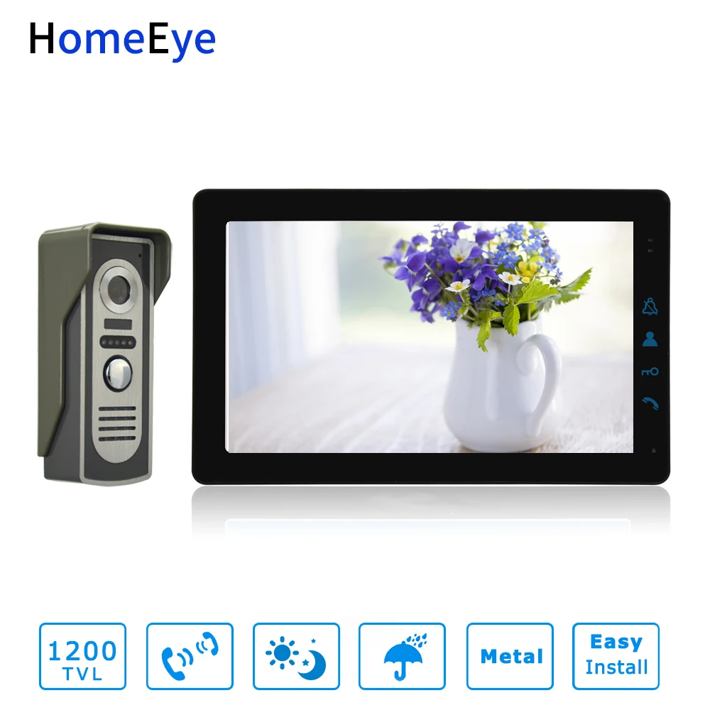 

HomeEye 9'' 4-Wire Video Door Phone Video/Audio Dual-way Intercom Day/Night Vision 1200TVL Multi-language OSD Menu Remote Unlock