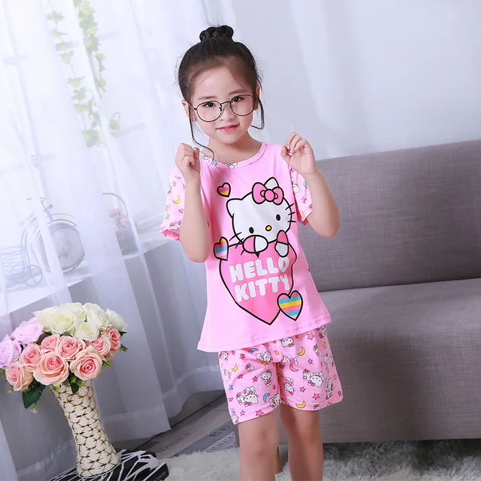 Детский пижамный комплект; летняя Пижама с короткими рукавами для мальчиков; домашняя одежда с рисунком для девочек; одежда для сна для больших детей; детские пижамы; niu450 - Цвет: style  7