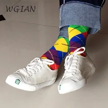 Женские носки из хлопка с узором «ромбиками» Happy Socks с бриллиантовым узором