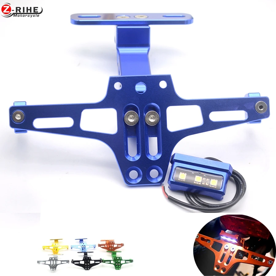 Motorcycle Accessories Universal Fender Eliminator License Plate Bracket Holder Ho Tidy Tail with Aluminium LED Light for Yamaha FZ09 FZ07 YZF R1 R3 R25 for Honda XADV Gold
