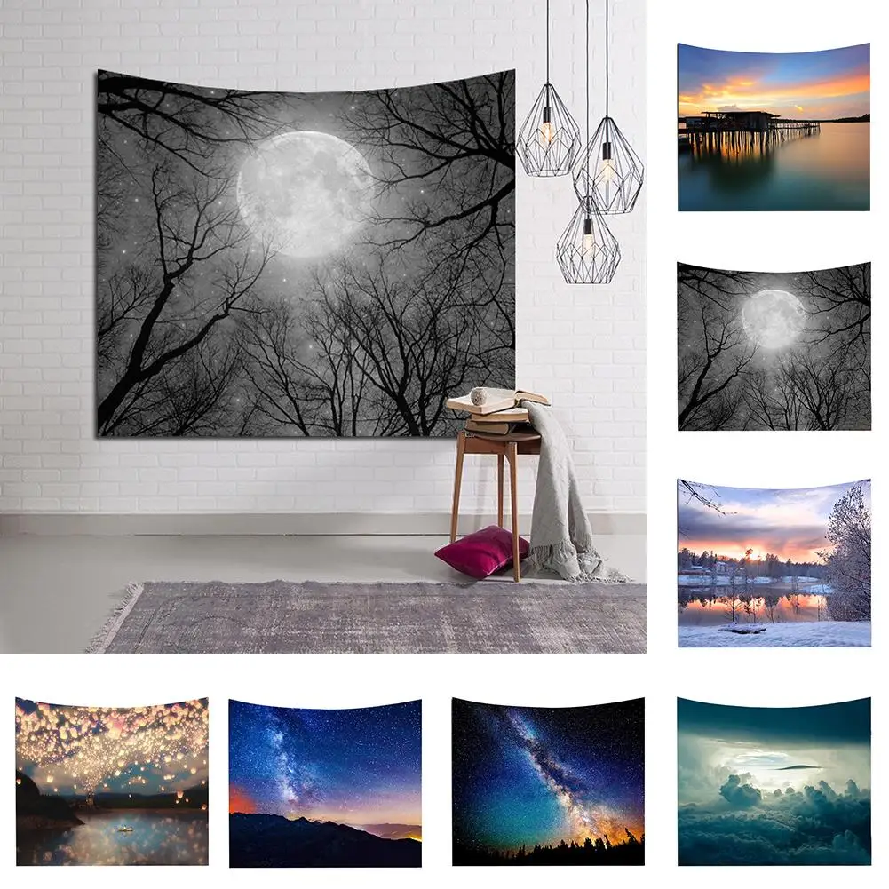 

New Moon Landscape Yoga Picnic Blanket Beach Towel Wall Hanging Tapestry Home Decor Home Hotel Bedroom Living Room Decoration