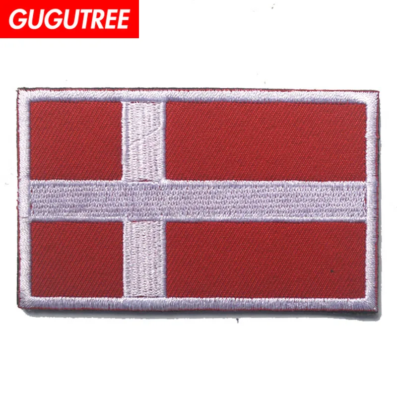 

GUGUTREE embroidery HOOK&LOOP Danish flag patch national flag patches badges applique patches for clothing AD-313