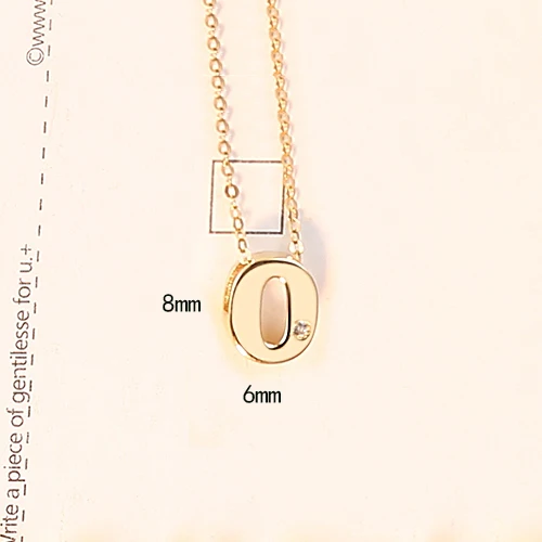 Драгоценные камни и инициалы времени, A-Z ожерелье с подвеской, буквы s, 14 к золотое ожерелье для женщин, свадебные ювелирные изделия, подарок, желтое золото AU585 N14102 - Цвет камня: O